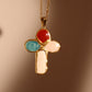 18K Gold Stainless Steel Enamel Cross Necklace
