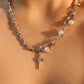 Platinum Plated Pearl Star Necklace