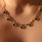 14K Real Gold Plated Double Layer Green Heart Necklace