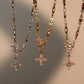 18K Rose Gold Plated Diamond Cross Necklace