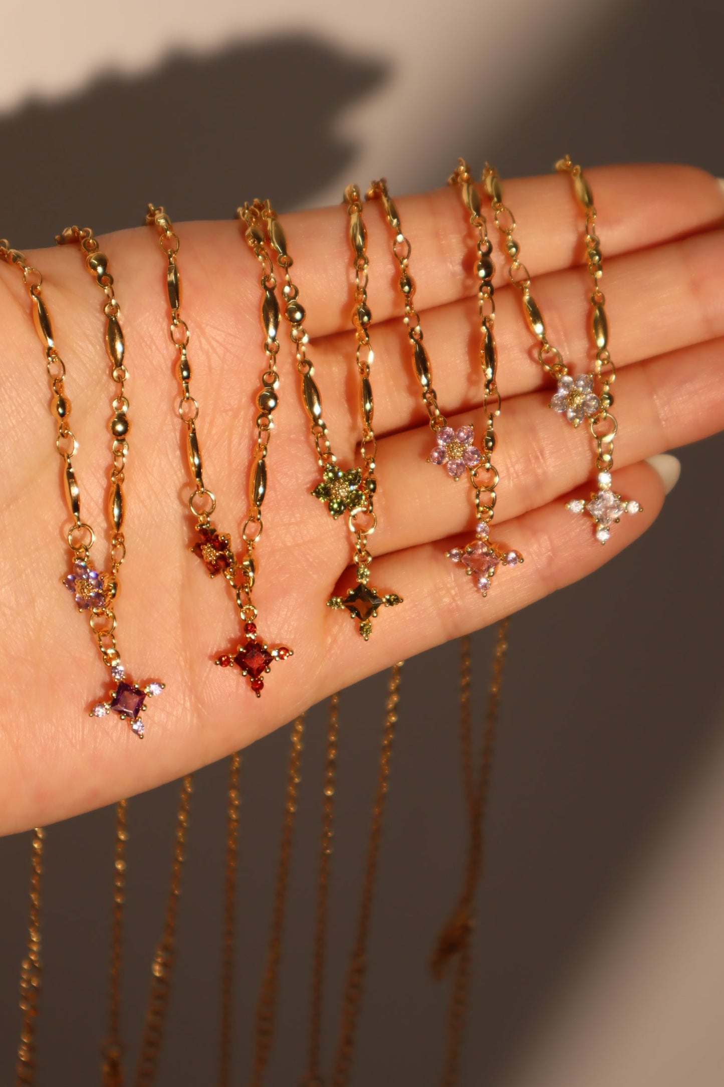 18K Real Gold Plated Pink Diamond Cross Necklace