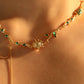 18K Real Gold Plated Green Gem Rose Necklace