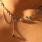 Platinum Plated Green Gem Rose Necklace