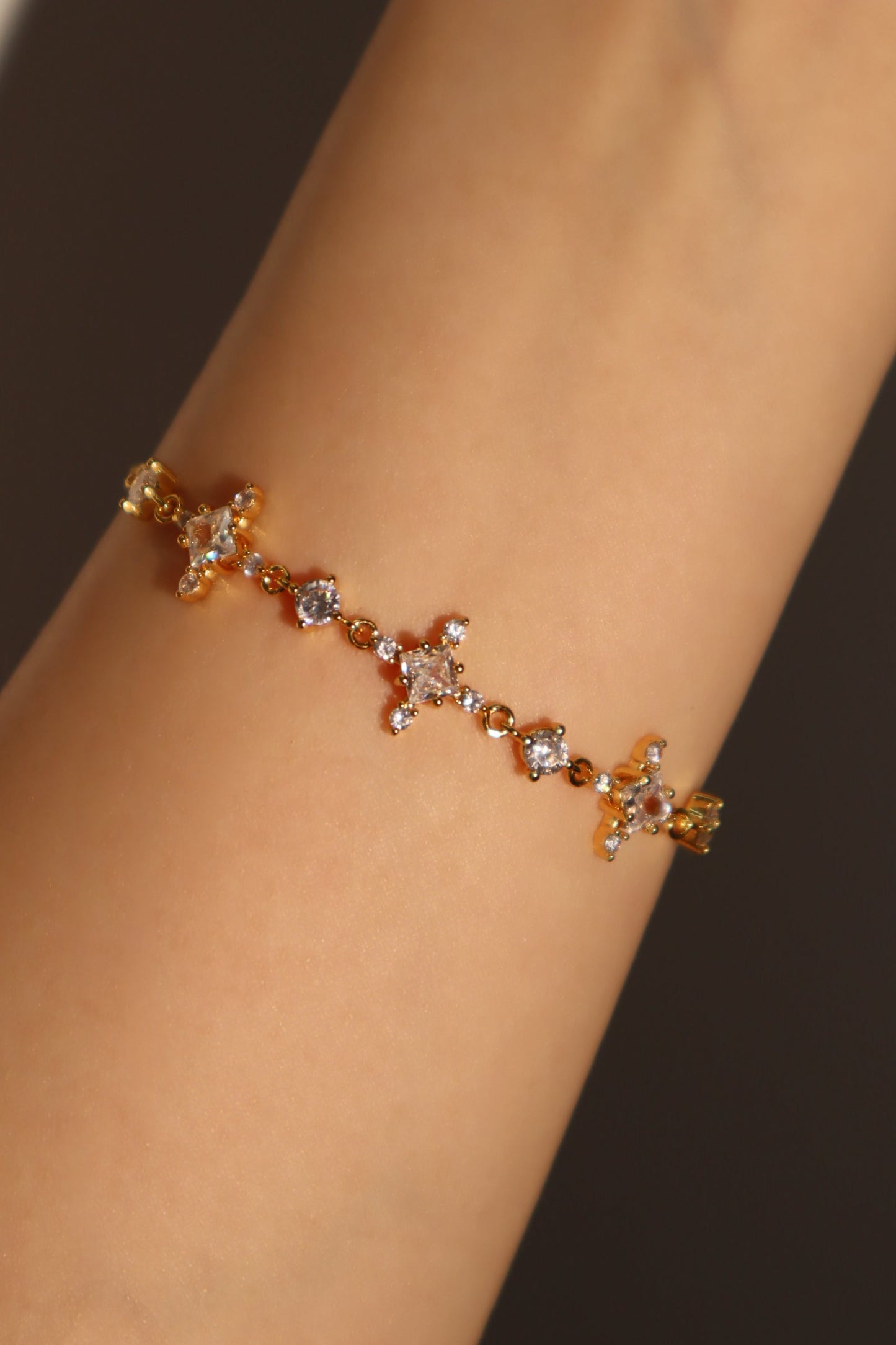 18K Real Gold Plated 3 in 1 Diamond Cross Bracelet