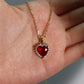 18K Real Gold Plated Red Gem Diamond Heart Necklace