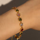 14K Real Gold Plated Multi Heart Color Gemstones Bracelet