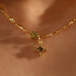 18K Real Gold Plated Green Diamond Cross Necklace