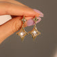 14K Real Gold Plated Diamond Star Earrings