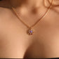 14K Real Gold Plated Purple Opal Sun Necklace
