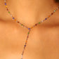 Platinum Plated Color Gem Rose Lariat Long Necklace