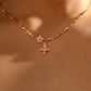 18K Real Gold Plated Pink Diamond Cross Necklace
