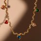 18K Gold Stainless Steel Color Gem Wave Necklace