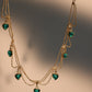 14K Real Gold Plated Double Layer Green Heart Necklace