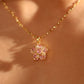 18K Real Gold Plated Spinning Pink Flowers Necklace