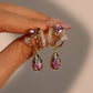 14K Real Gold Plated Purple Butterfly Drops Earrings