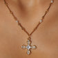 18K Real Gold Plated Multi Pearls Cross Necklace