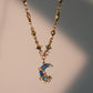 18K Real Gold Plated Moonstone Moon Star Necklace