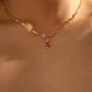 18K Real Gold Plated Purple Diamond Cross Necklace