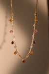 14K Real Gold Plated Color Gemstones Necklace