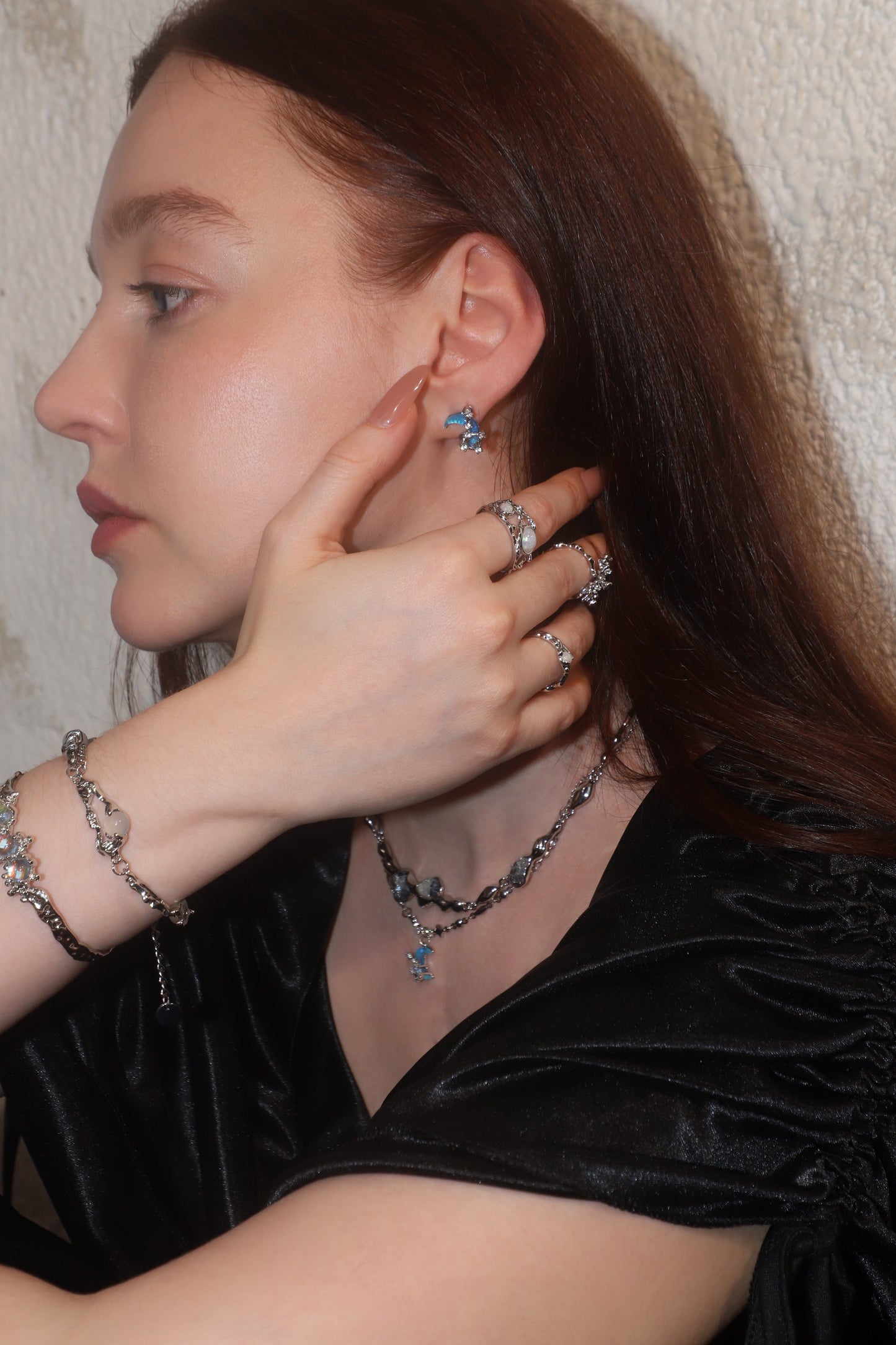 Moonstone Moon Star Earrings