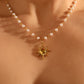 18K Gold Stainless Steel Pearl Sun Necklace