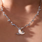 Platinum Plated Diamonds Natural Shell Moon Necklace