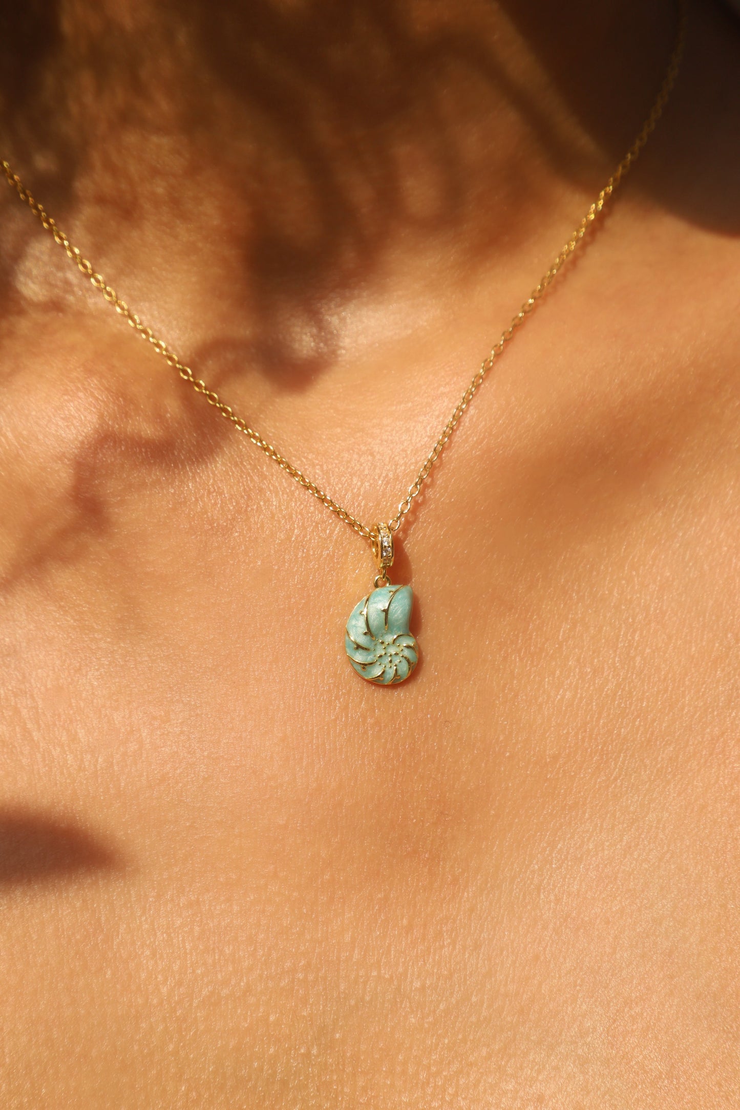 18K Gold Vermeil Blue Conch Necklace