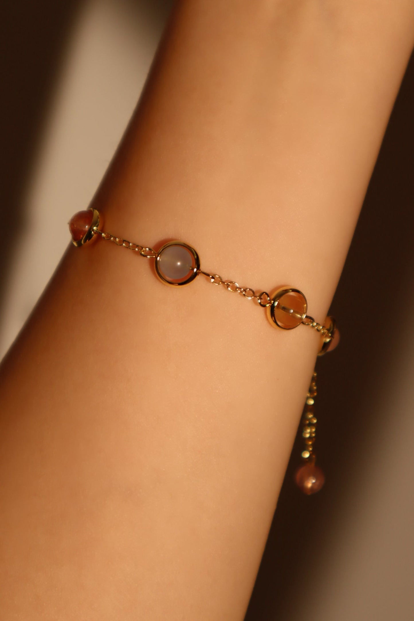 18K Real Gold Plated Multi Color Moonstones Bracelet