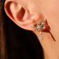 14K Real Gold Plated Blue Gem Butterfly Diamond Earrings