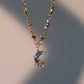 18K Real Gold Plated Moonstone Moon Star Necklace