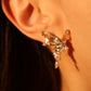 18K Real Gold Plated Blue Gem Butterfly Earrings