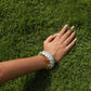 Gold Plated Blue Acrylic Bangle Bracelet