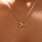 18K Real Gold Plated Shell Moon Butterfly Necklace