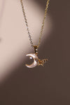 18K Real Gold Plated Shell Moon Butterfly Necklace