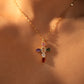 18K Gold Stainless Steel Color Gemstones Cross Necklace