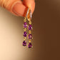 18K Real Gold Plated Purple Gem Water Drop Earrings
