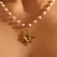 18K Gold Stainless Steel Pearl Sun Necklace