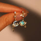 14K Real Gold Plated Blue Gem Moon Star Earrings