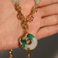 18K Real Gold Plated Jade Dragon Necklace  (EARRINGS INCLUDED)