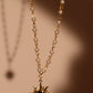 18K Gold Stainless Steel Pearl Sun Necklace