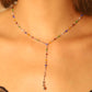 Platinum Plated Color Gem Rose Lariat Long Necklace