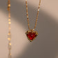 18K Real Gold Plated Natural Red Carnelian Heart Necklace