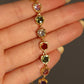 14K Real Gold Plated Multi Heart Color Gemstones Bracelet