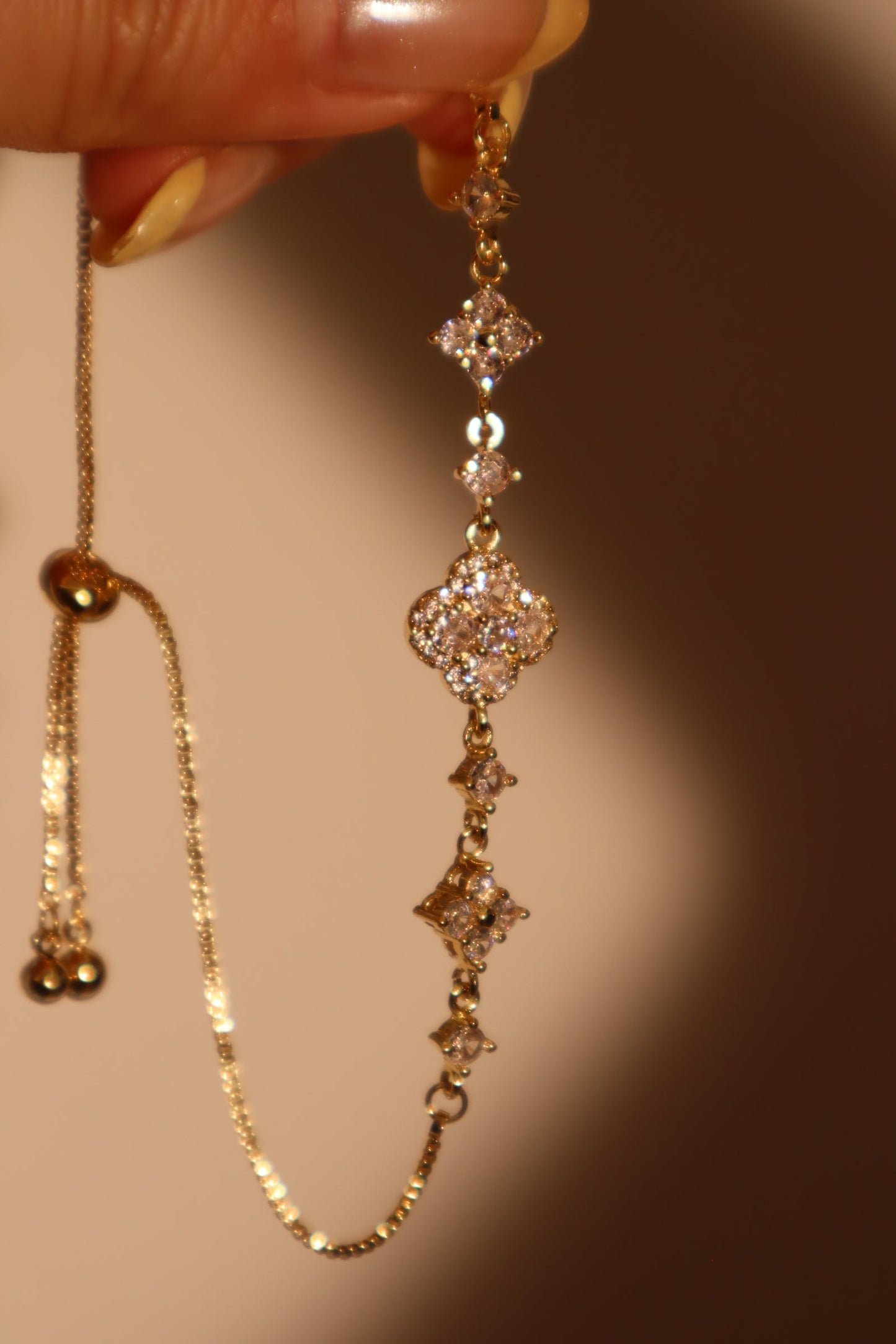 14K Real Gold Plated Diamonds Lucky Leaf Bracelet