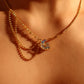 18K Real Gold Plated Diamond Moonstone Moon Necklace