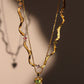 18K Real Gold Plated Heart Waves Layer Necklace
