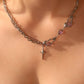 Platinum Plated Purple Glitter Gem Star Necklace