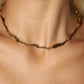 18K Gold Stainless Steel Wave Textured Necklace