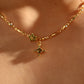 18K Real Gold Plated Green Diamond Cross Necklace