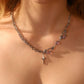 Platinum Plated Purple Glitter Gem Star Necklace